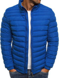 Solid Color Stand-Collar Quilted Coats