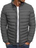 Solid Color Stand-Collar Quilted Coats