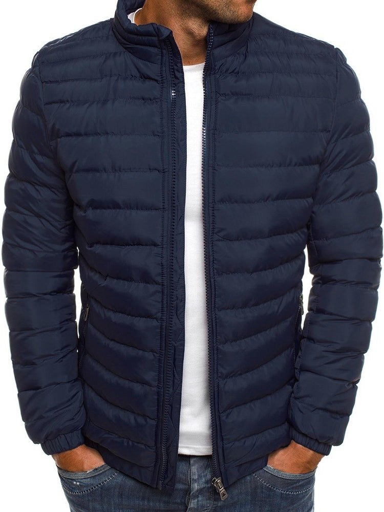 Solid Color Stand-Collar Quilted Coats