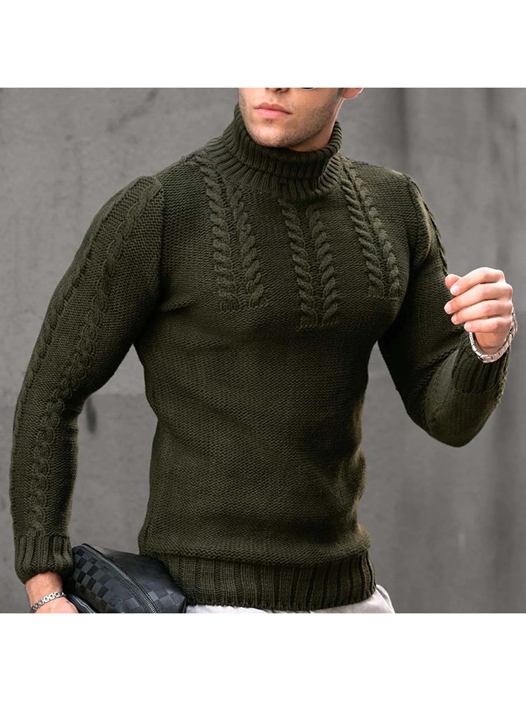 Warm Cable High Neck Sweater