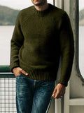 Retro Solid Color Knitted Sweater