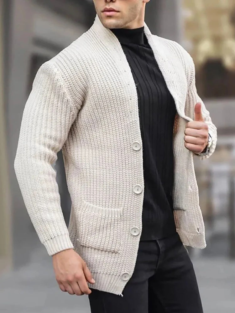 Solid Color Pocket Button Cardigan Sweaters