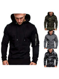 Drawstring Print Camouflage Hoodie