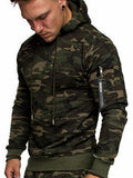 Drawstring Print Camouflage Hoodie