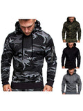 Drawstring Print Camouflage Hoodie