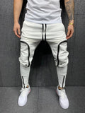 Casual Solid Color Zipper Drawstring Jogger