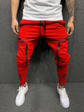 Casual Solid Color Zipper Drawstring Jogger