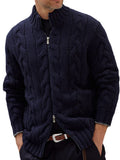 Solid Color Zip-Up Knitted Cardigan Sweater