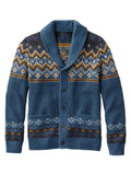 Knit Jacket Lapel Jacquard Cardigan Sweater