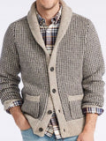 Lapel Jacquard Casual Cardigan Sweater