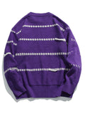 Retro Striped Contrast Color Crewneck Sweater