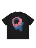 Letter Print Contrast Color Washed T-Shirt
