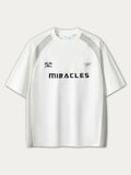 Letter Print Contrast Color Washed T-Shirt