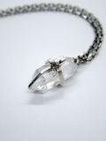 Silver Necklace Shining Crystal Raw Stone Pendant Necklaces