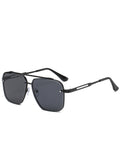 Double-Beam Metal Square Frame Sunglasses