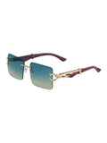 Retro Frameless Leopard Wood Grain Square Frame Sunglasses