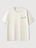 Embossed Letter Solid Color T-Shirt