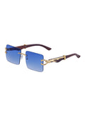 Retro Frameless Leopard Wood Grain Square Frame Sunglasses