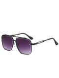 Double-Beam Metal Square Frame Sunglasses