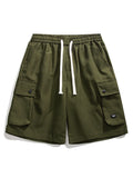 Retro Multi-Pocket Drawstring Cargo Shorts