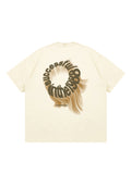 Letter Print Contrast Color Washed T-Shirt