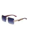 Retro Frameless Leopard Wood Grain Square Frame Sunglasses