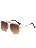 Double-Beam Metal Square Frame Sunglasses