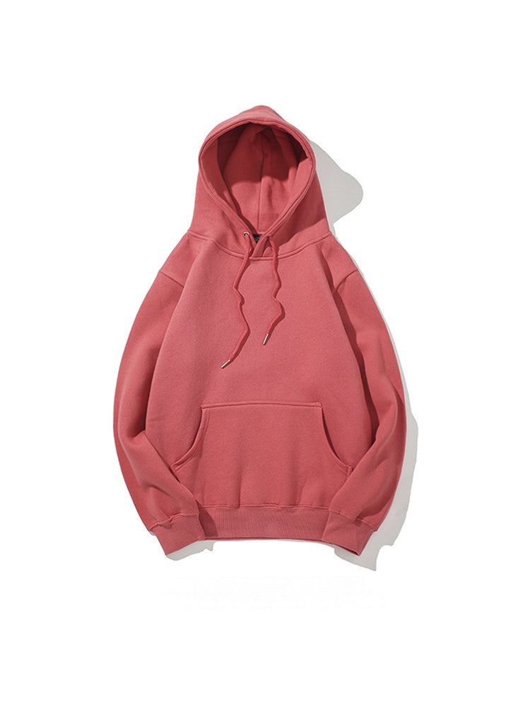 Casual Solid Color Pocket Brushed Hoodie