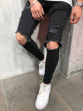 Men's Knee Slim Jeans Slim Stretch Pants