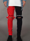 Men's Great Quality Classic Slim Straight Color Matching Ripped Jeans