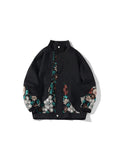 Stand Collar Embroidered Flower Bud Jacket