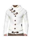 Winter Men'S Slim Turtleneck Single-Breasted Cardigan Long-Sleeved Knit Sweater