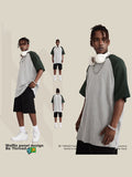 Men'S Spliced Loose T-Shirt With Slit Hem