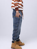 Loose Stretch Straight Jeans With No Belt