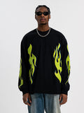 Men'S Loose T-Shirts With Fluorescent Green Fireworks