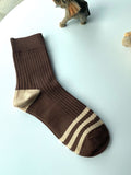 Three Pairs Socks Striped Solid Color Combed Cotton Sports Men'S Sock