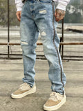 Men'S Zip Slim Ripped Jeans