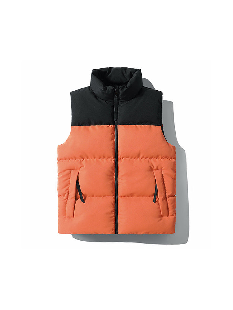Vest Men's Warm Winter Essential Patchwork Windproof Waterproof Zip Casual Fashion Jacket