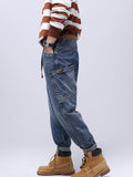Loose Stretch Straight Jeans With No Belt