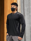 Nylon Quick Dry Mesh Long Sleeve Men'S Loose Sport Fitness Casual Round Neck Outdoor Sportswear