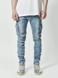 Men'S Side Pocket Solid Color Small Skinny Jeans