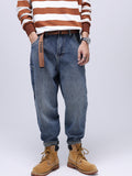 Loose Stretch Straight Jeans With No Belt