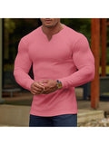Round Neck Solid Colour Cotton Pit Stripes Long-Sleeved T-Shirt Men'S Casual Bottoming Shirt