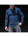 Round Neck Solid Colour Cotton Pit Stripes Long-Sleeved T-Shirt Men'S Casual Bottoming Shirt