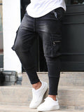 Men'S Multi-Pocket Stretch Jeans Zip Trim Work Jeans