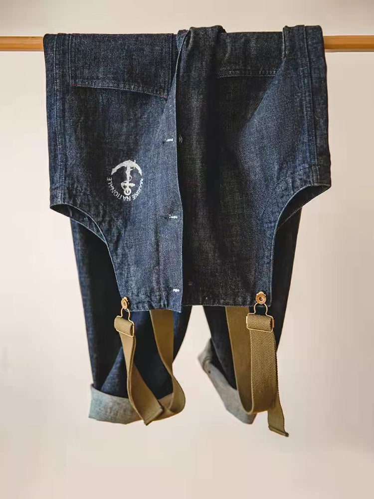 Vintage Deck Overalls Summer Washed Straight Leg Men'S Overalls