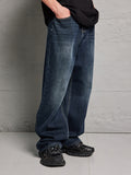 Men'S Cotton Straight Leg Jeans In Navy Blue