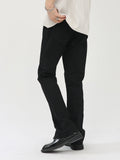 Street Fashion Trousers Stretch Dark Solid Colour Zip Slim Fit Jeans