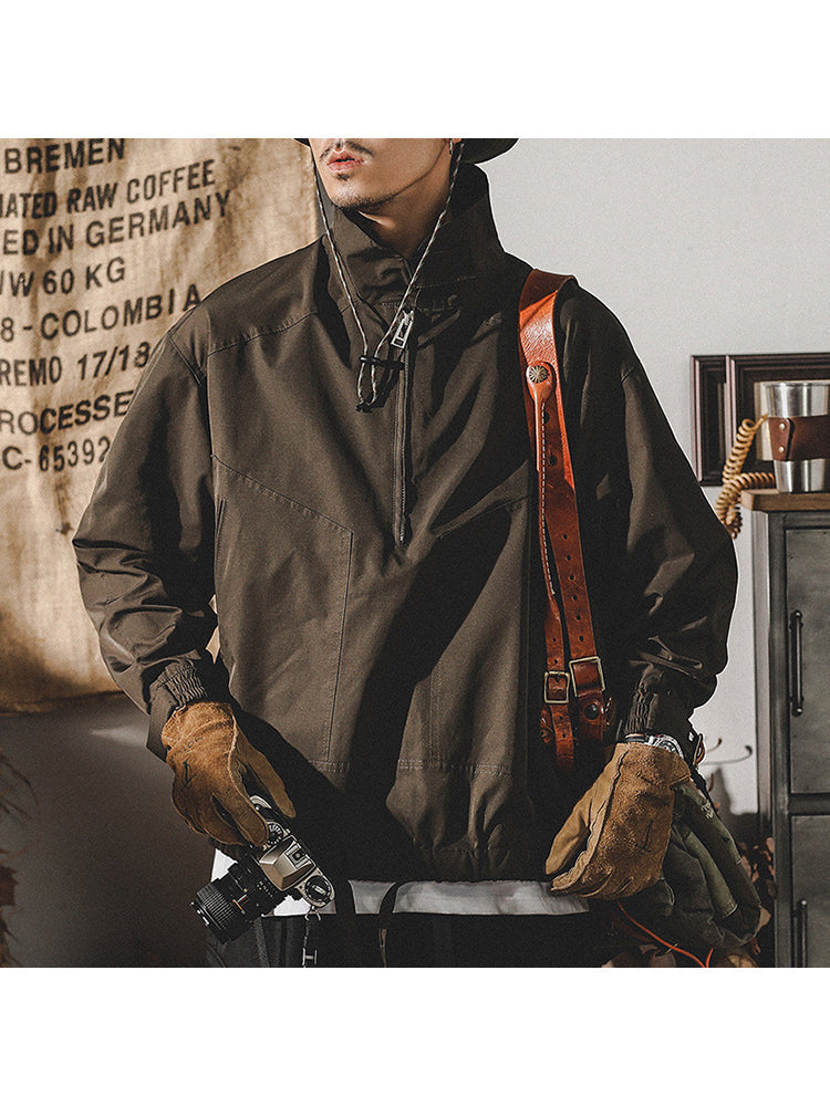 Retro Men'S Half-Zip Outdoor Commuter Workwear Jacket