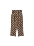Loose Straight Street Fashion Casual Splicing Colour Jacquard Checkered Jeans